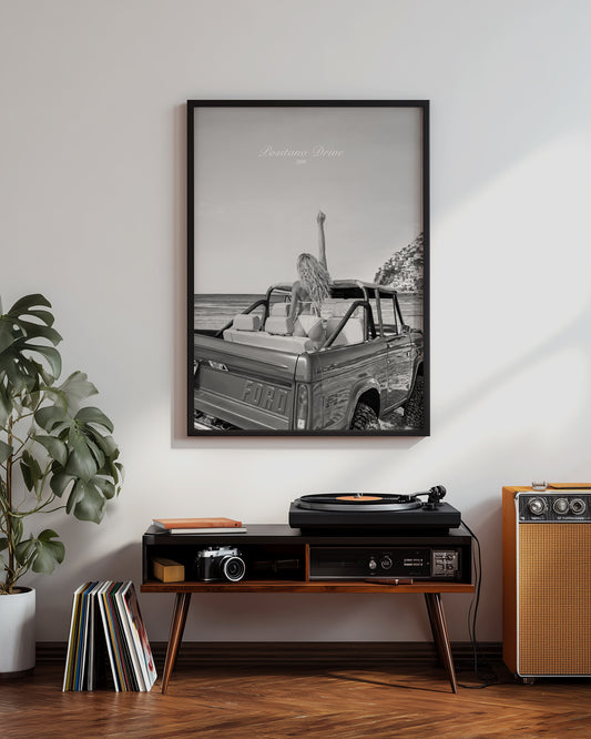 B&W Positano Drive Poster