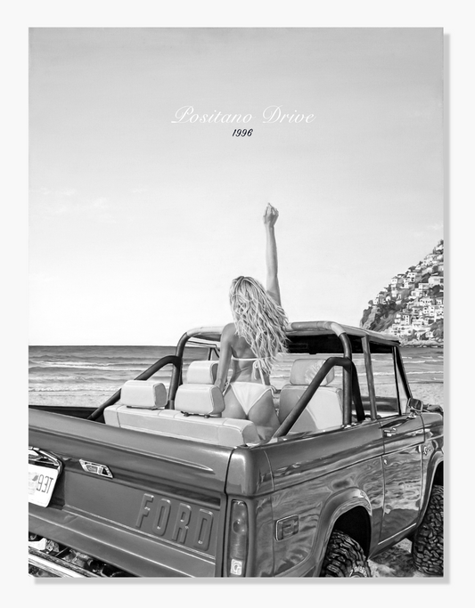 B&W Positano Drive Poster